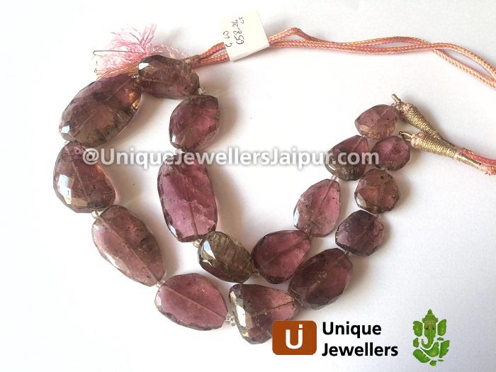 Moss Pink Tourmaline Far Faceted Nugget Beads